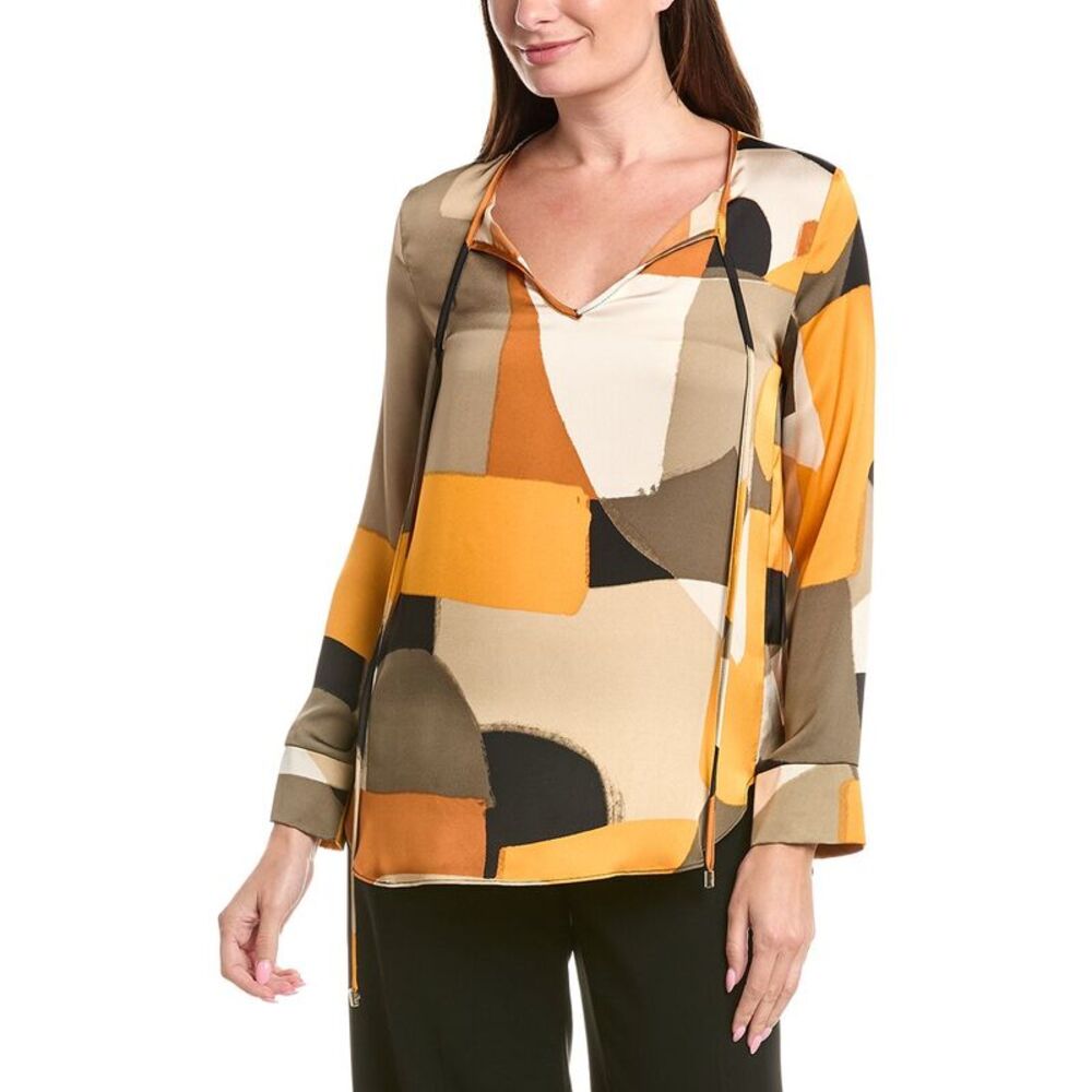 Joseph Ribkoff Womens Tie Neck Top, Black